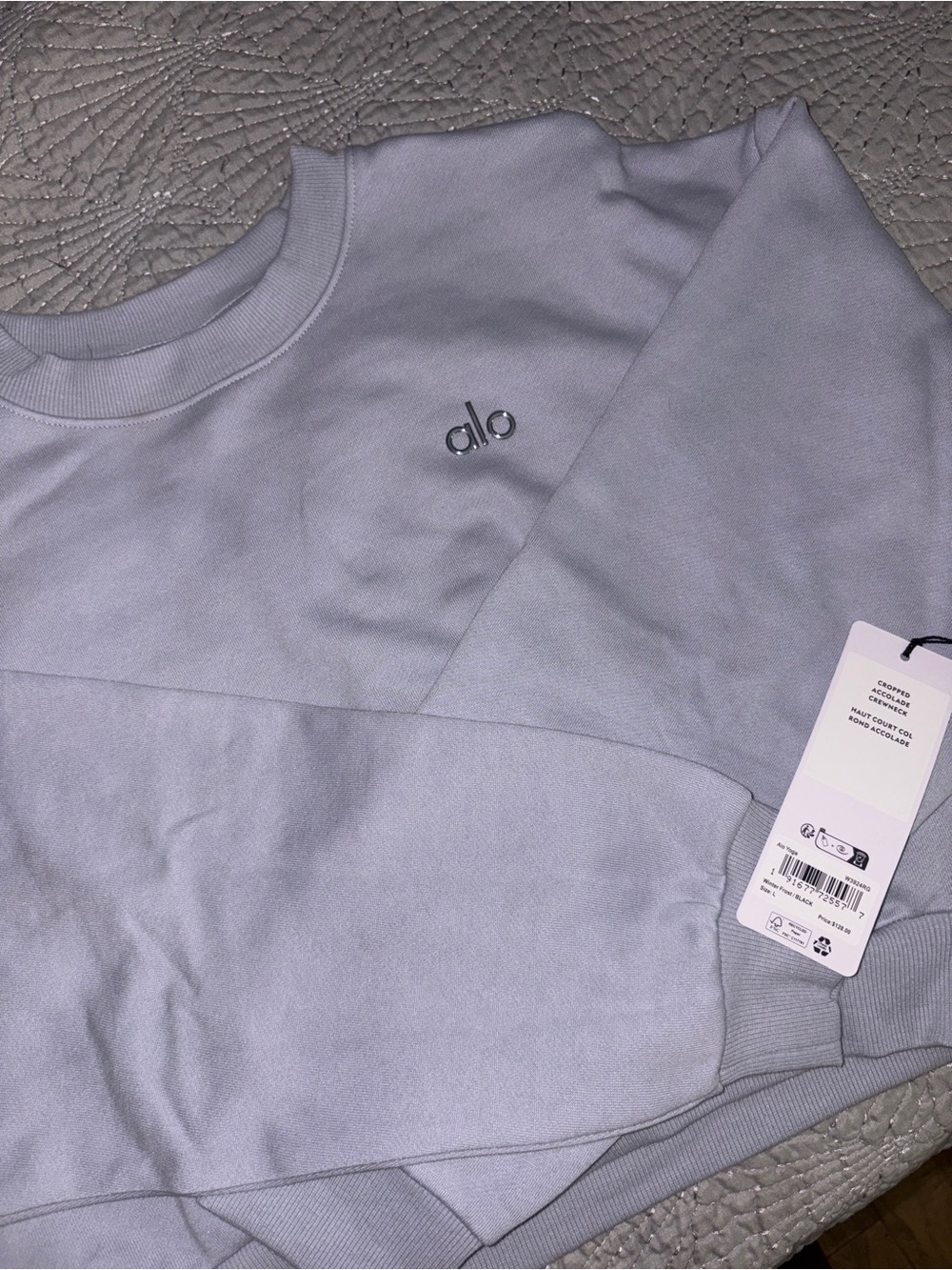 Alo Women’s Cropped Crewneck Sweatshirt - Winter Grey